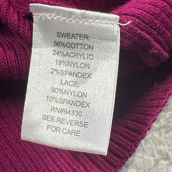 Take Out Womens Cardigan Sweater XL Purple Black Lace Back Long Sleeve NWT Y2k‎ - Picture 5 of 11